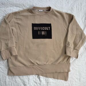 Elang "Difficult" Unisex Tan‎ Crewneck Sweatshirt Large-XL Soft Cozy Casual EUC